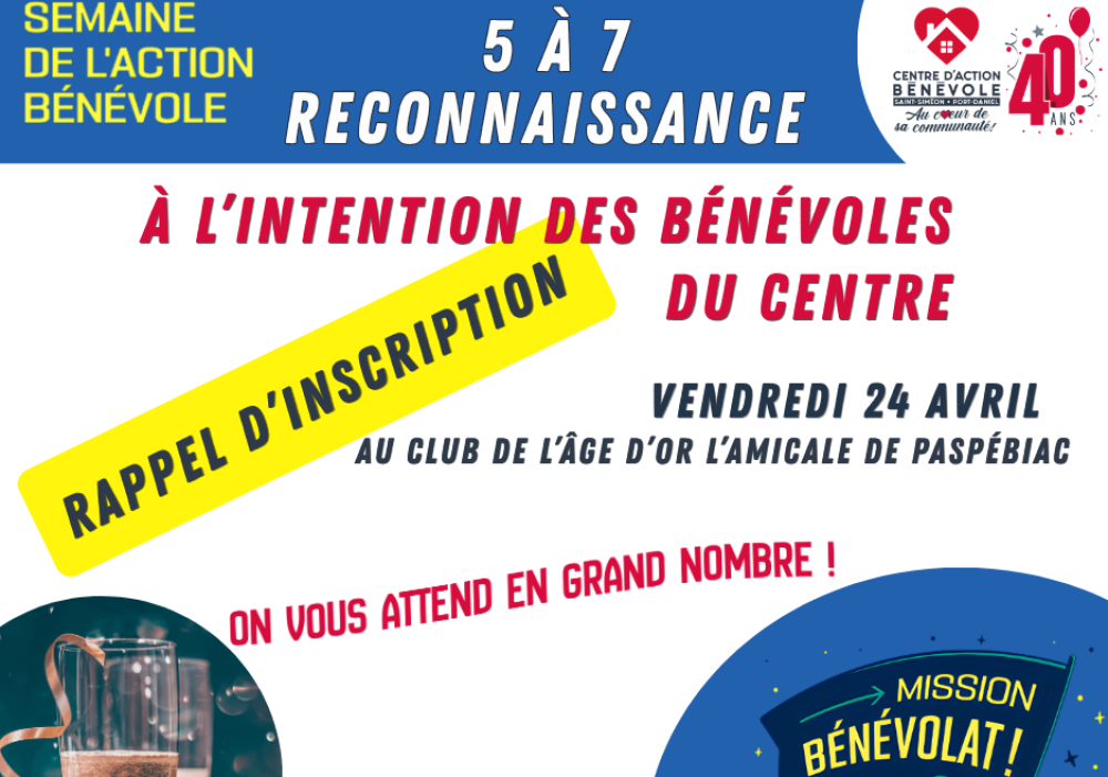 Semaine de l’action bénévole - 5 à 7 de reconnaissances